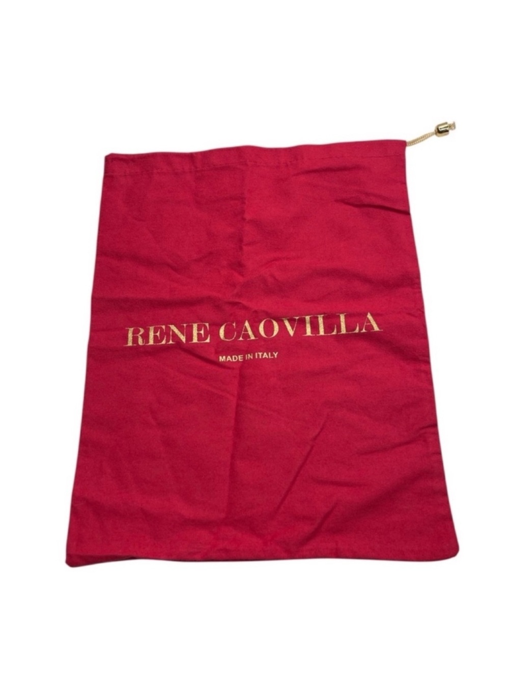 Rene Caovilla Red Fabric Dust Bag with Gold Logo